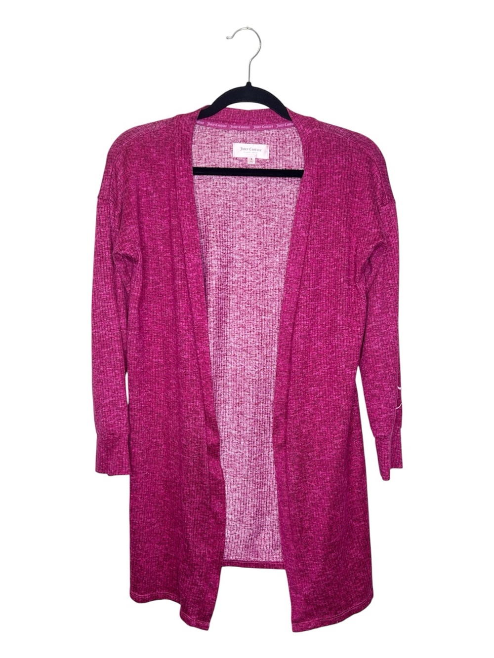 JUICY COUTURE Fuchsia Pink Ribbed Open front Lounge Cardigan size Small